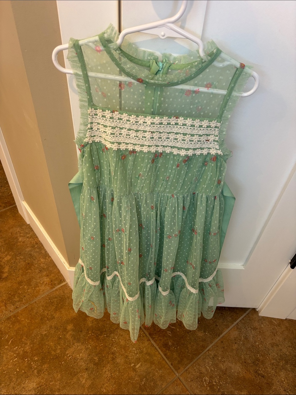 Mini Boden Mint Green Floral Tulle Party Dress
